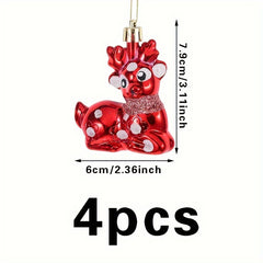 Red Deer Christmas Tree Decoration Set