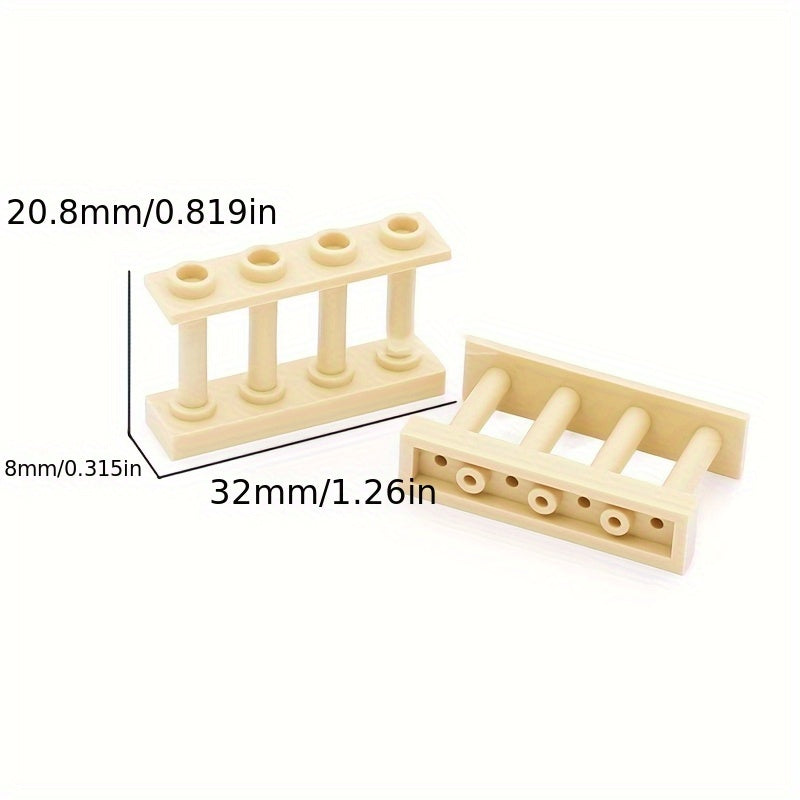 10pcs Building Blocks + Corner Posts 1x4x2 Fence 4x4x2 - Compatible with Archite