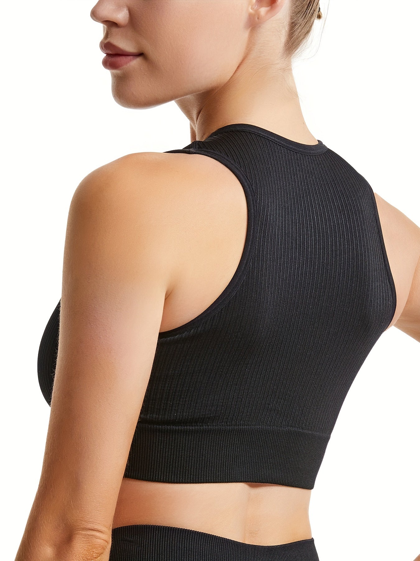 3 Ribbed Wireless Sports Bras Comfy & Breathable Running Workout Tank Bra
