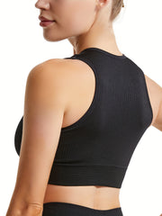 3 Ribbed Wireless Sports Bras Comfy & Breathable Running Workout Tank Bra