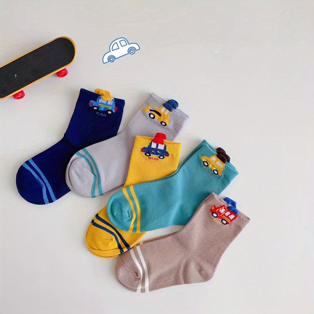 Boys Cartoon Car Pattern Breathable Socks