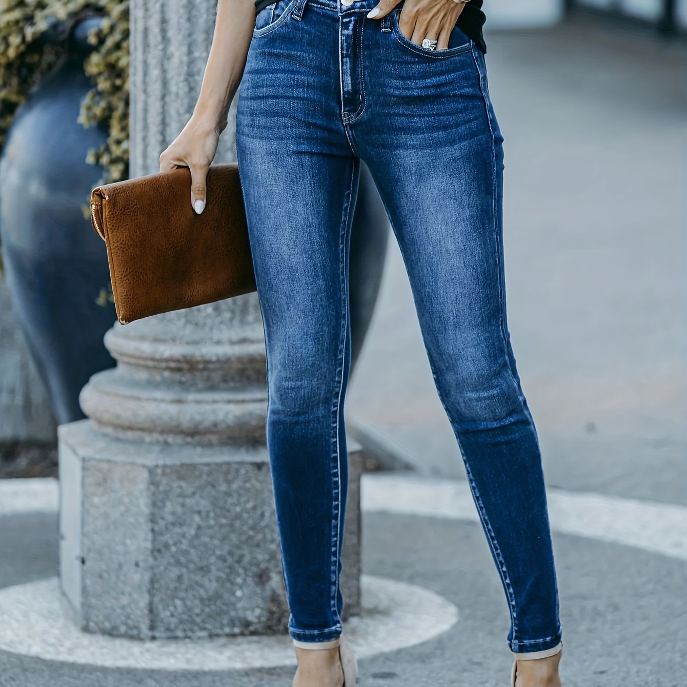 High Rise High Waist Curvy Skinny Jeans Women's Denim