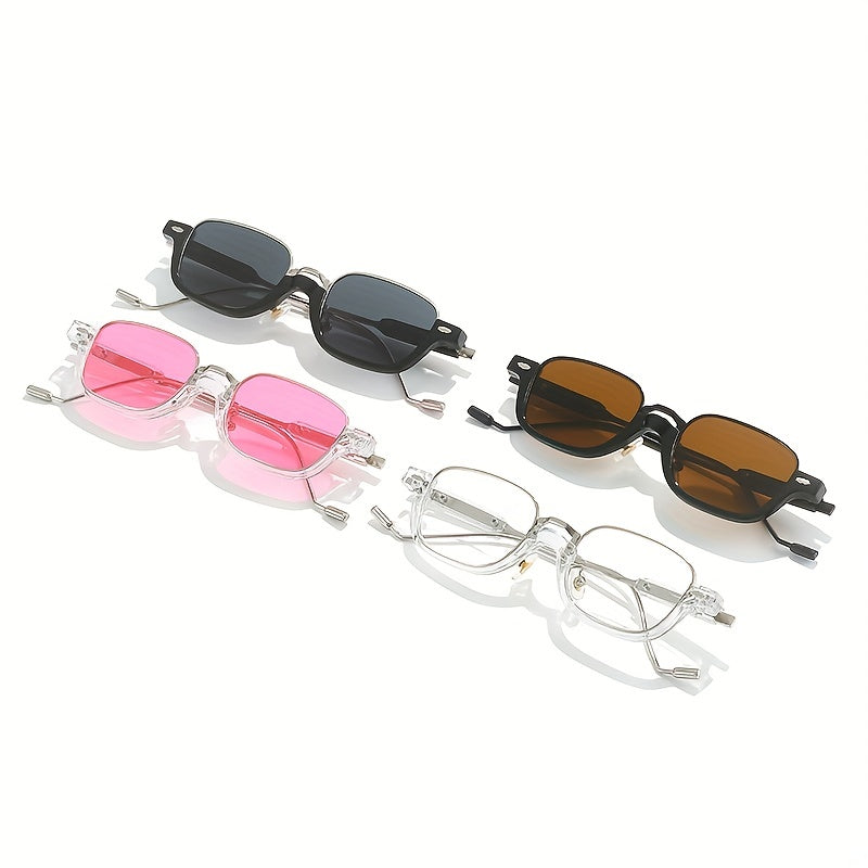 Men's Half Frame Vintage Brown Sunglasses Hip hop Anti Light Glasses