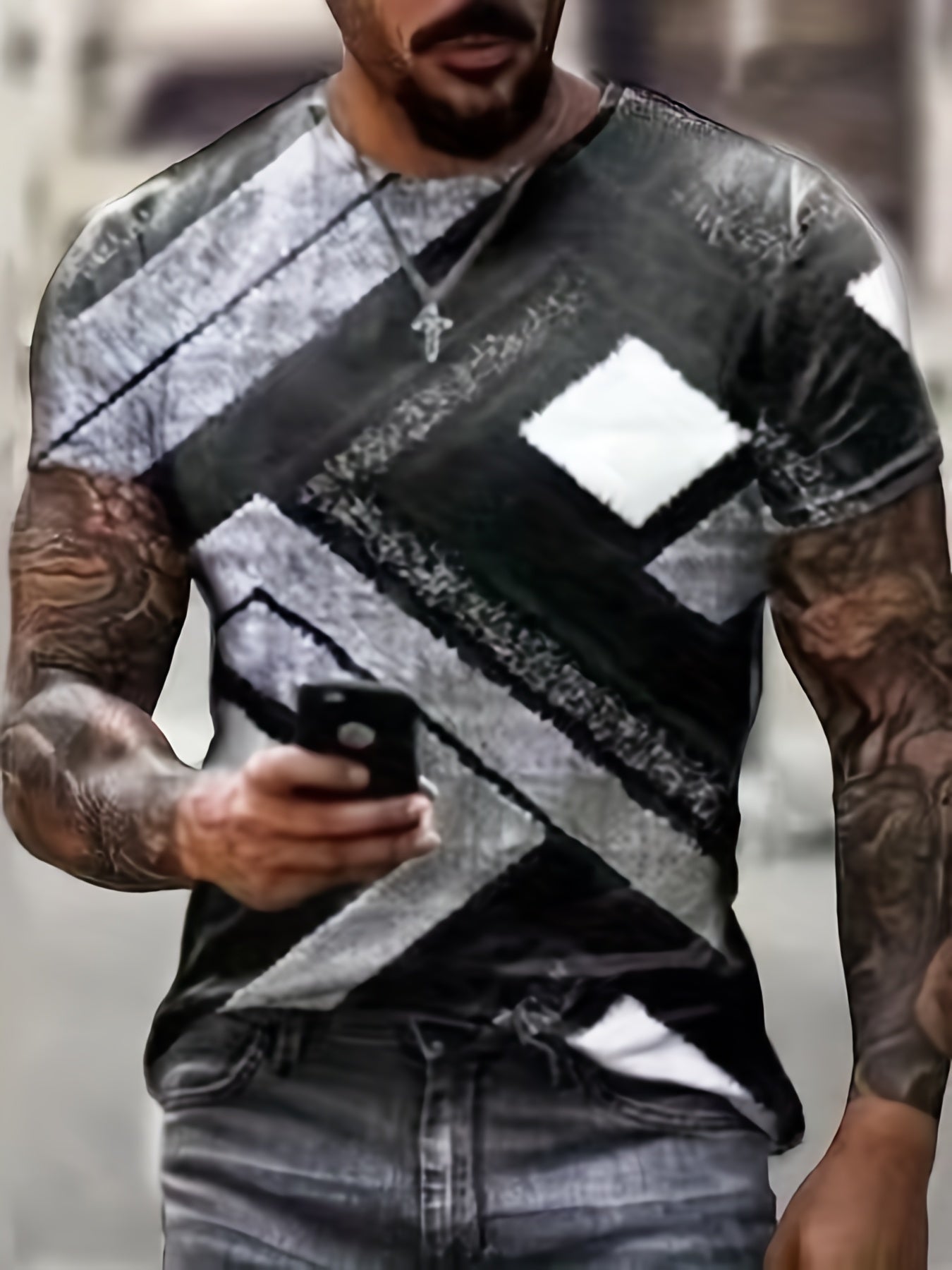 Men's Vintage Geometry Graphic T shirt 3D Print Tee