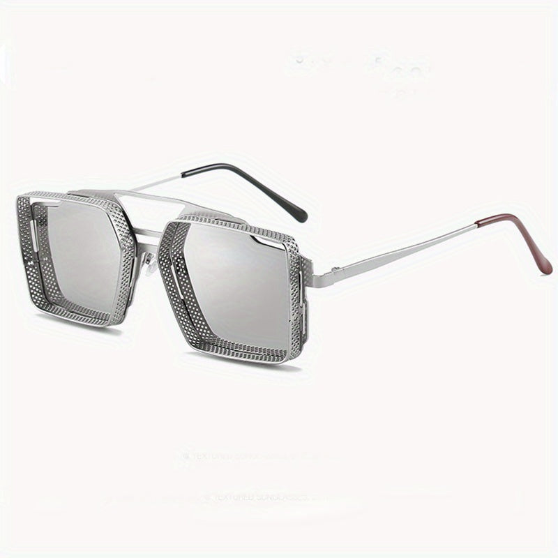 Men's Retro Steampunk Sunglasses Vintage Hollow Square Sunglasses