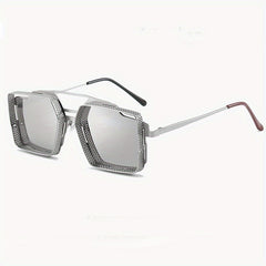 Men's Retro Steampunk Sunglasses Vintage Hollow Square Sunglasses
