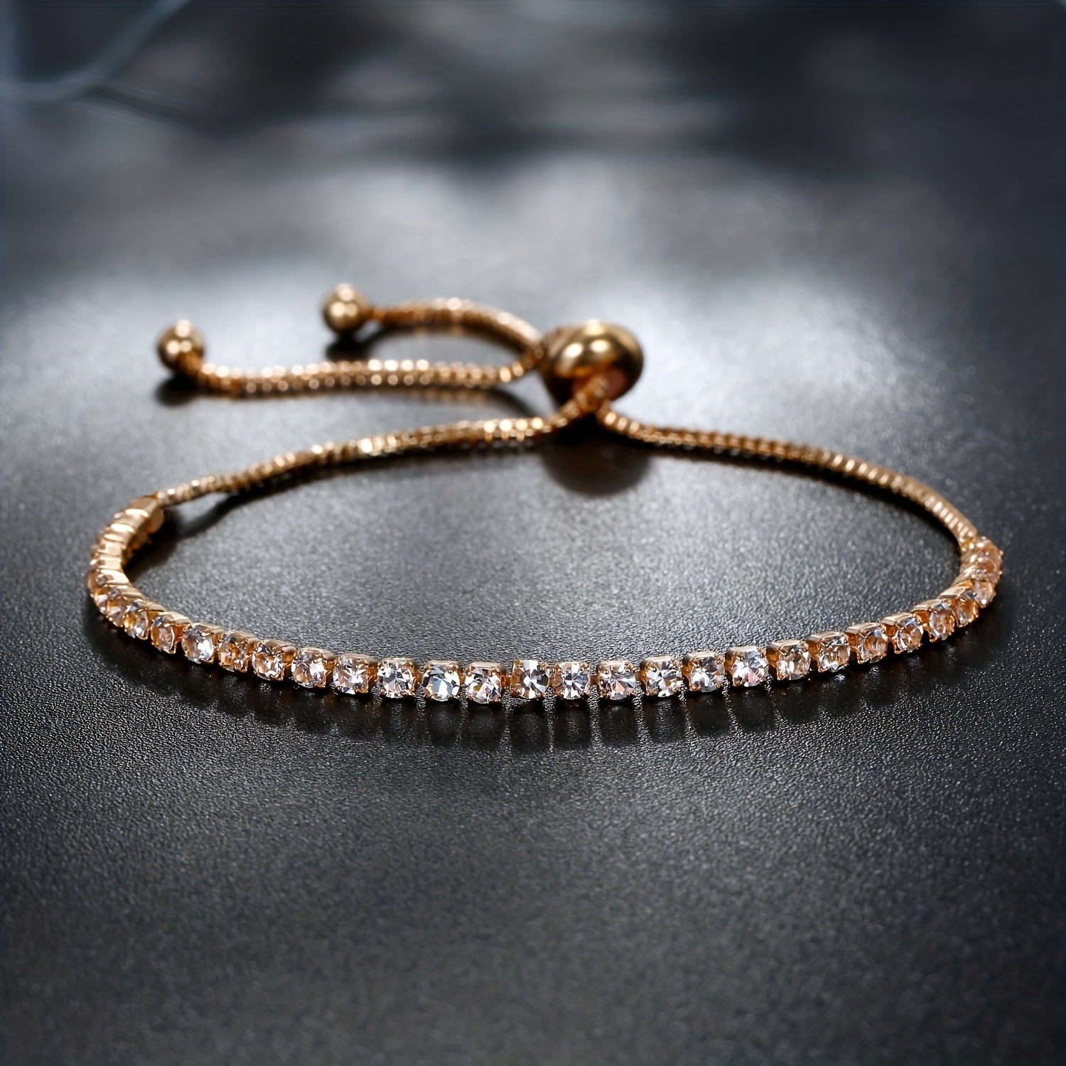Adjustable Rhinestone Tennis Chain Bracelet Women Hand Jewelry 1 Pc