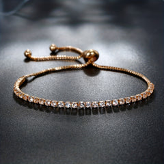 Adjustable Rhinestone Tennis Chain Bracelet Women Hand Jewelry 1 Pc