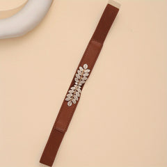 Thin Casual Belt Women Leaf Metal Buckle Dress Pants Belts