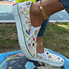 Women's Checkered Canvas Slip-On Skate Shoes