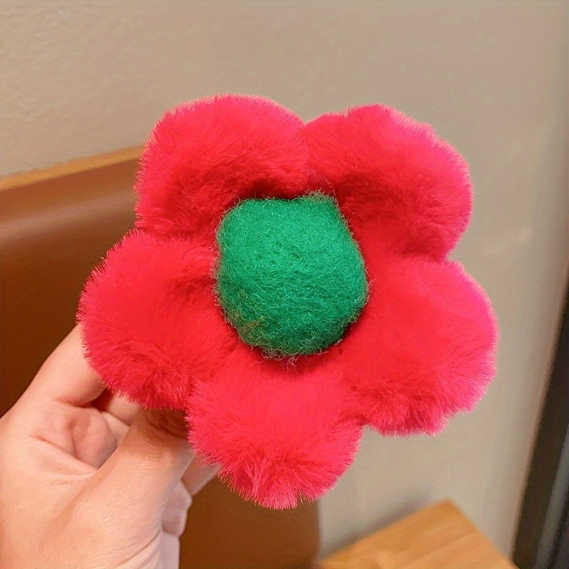 Autumn Winter Plush Flower Hair Clip Small Hairpin Headwear