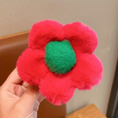 Autumn Winter Plush Flower Hair Clip Small Hairpin Headwear