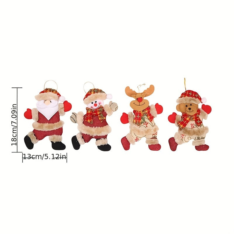 Christmas Ornaments Dancing Dolls Snowman Deer Bear Fabric Dolls