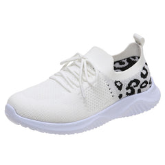 Leopard Pattern Breathable Lace-up Running Shoes Women's Footwear