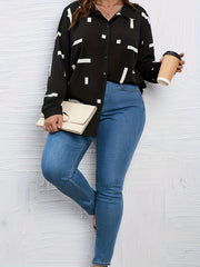 Stripe Print Button Up Long Sleeve Blouse