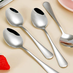 2pcs Mirror Polished Stainless Steel Dinner Spoons Set for Eating Soup