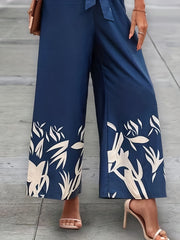 Women's Plus Leaf Print Tank Top & Pants 2 Piece Set