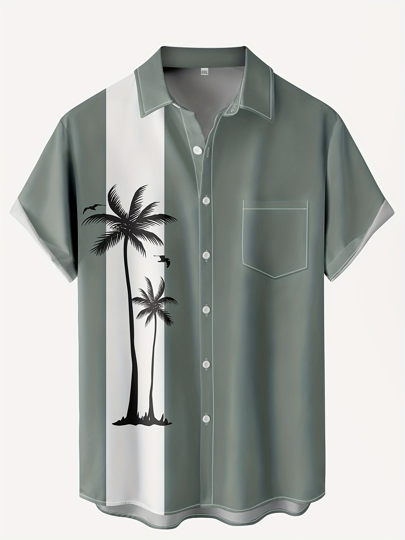 Men's Hawaiian Bowling Shirt, Graphic Print Button Down Tee, Short Sleeve