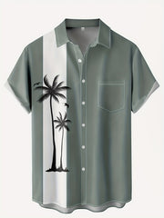 Men's Hawaiian Bowling Shirt, Graphic Print Button Down Tee, Short Sleeve
