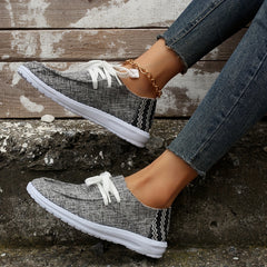 Women's Wave Line Patchwork Boat Shoes Non Slip Lace Up Breathable Casual Sneake