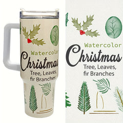 40oz Christmas Tumbler Cup w/ Handle & Straw Lid