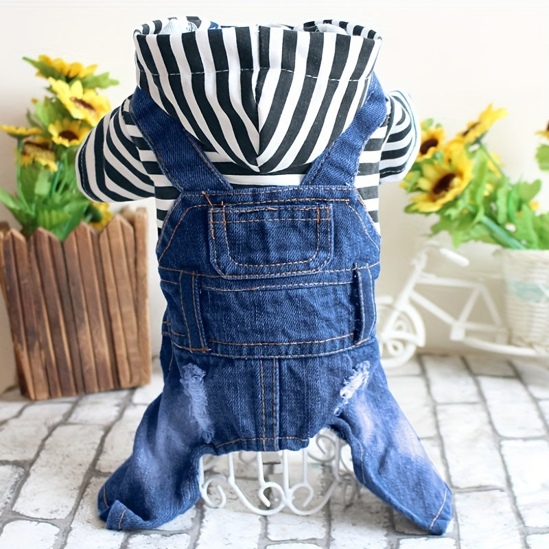 Pet Denim Hooded Coat Jacket for Dogs and Cats