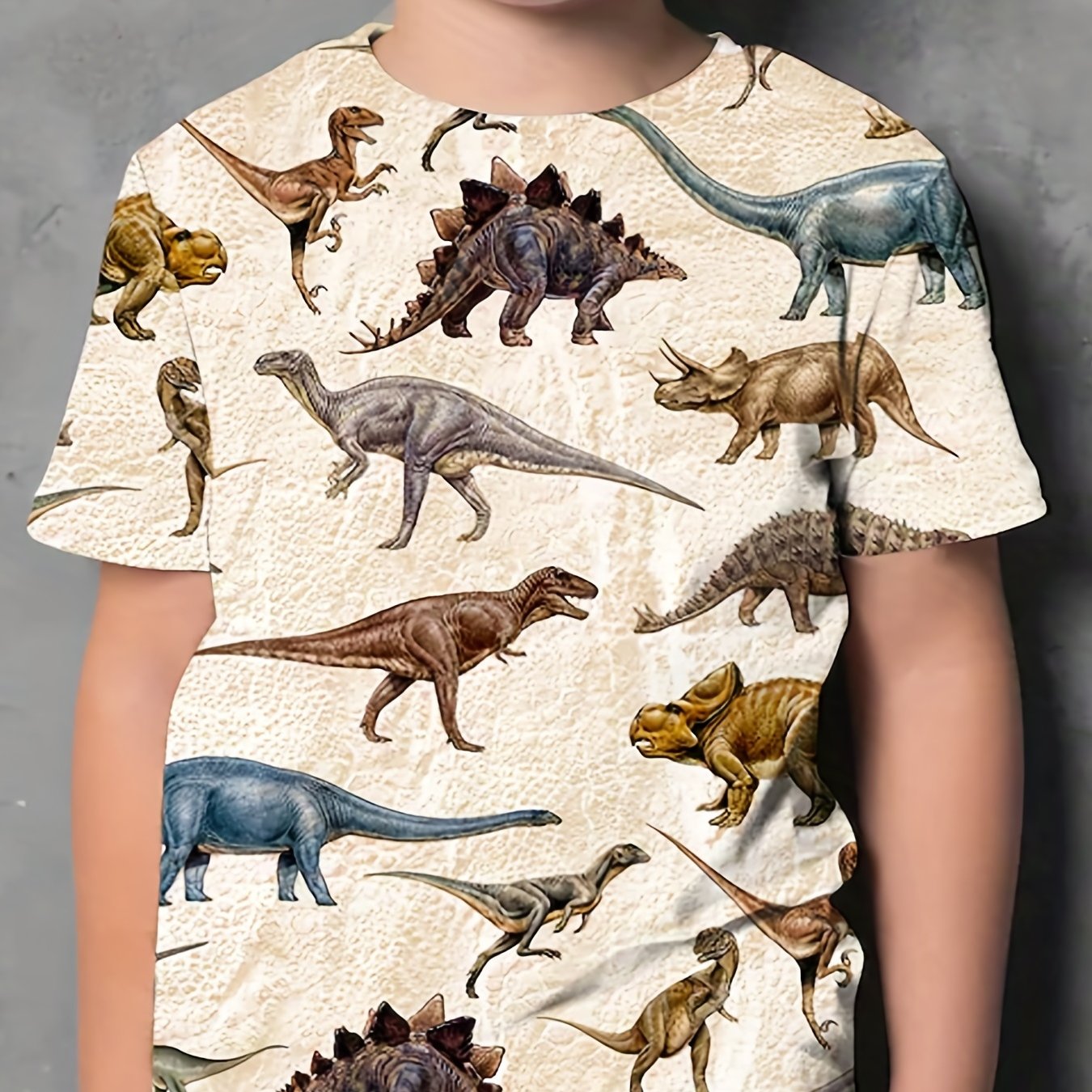 Kids Dinosaur Graphic T shirt Short Sleeve Crew Neck