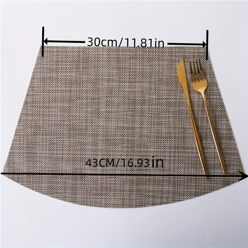 7pcs Waterproof Placemats Set of 6 Fan Shaped & 1 Round
