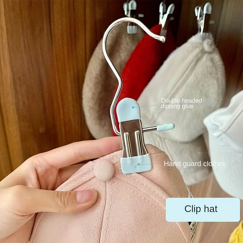 4pcs Hookless Clip Dormitory Storage Hat Underwear Drying Rack