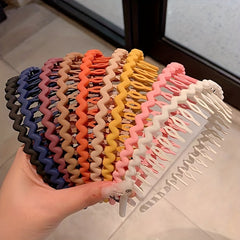 Teeth Shaped Non-slip Hair Hoop Solid Sweet Wave Head Hoop for Girls