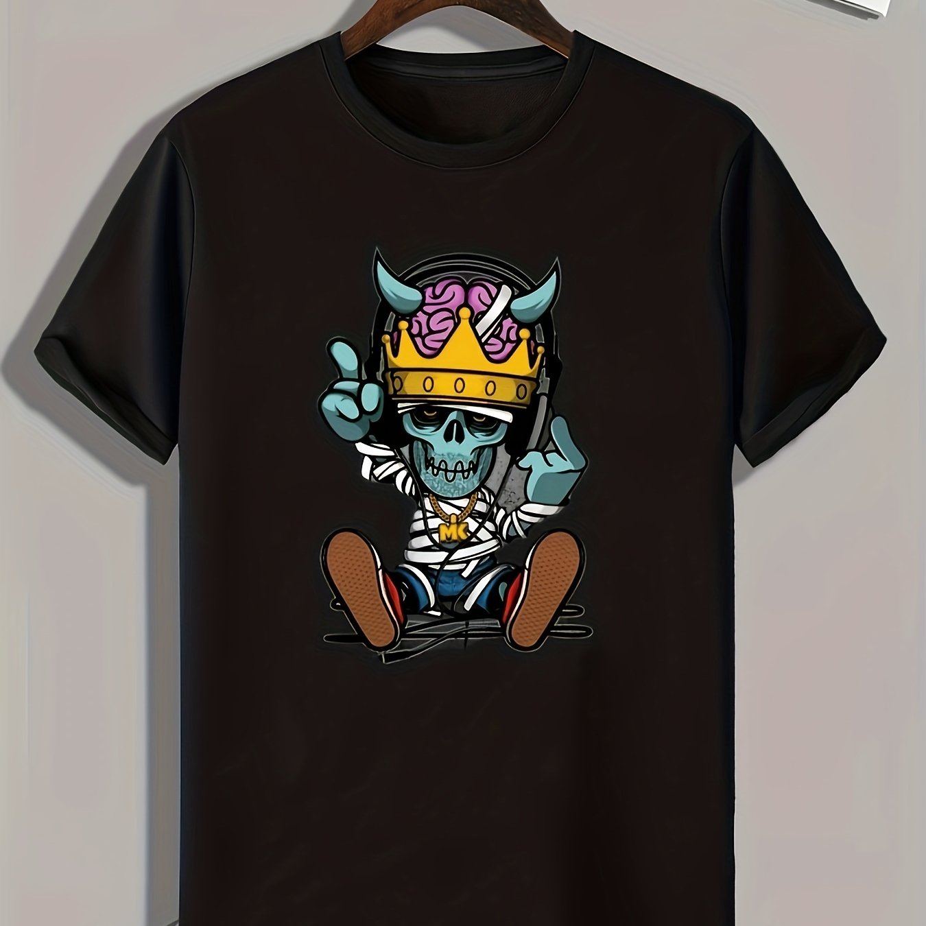 Cartoon Skeleton Graphic T-shirt for Men