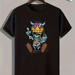 Cartoon Skeleton Graphic T-shirt for Men