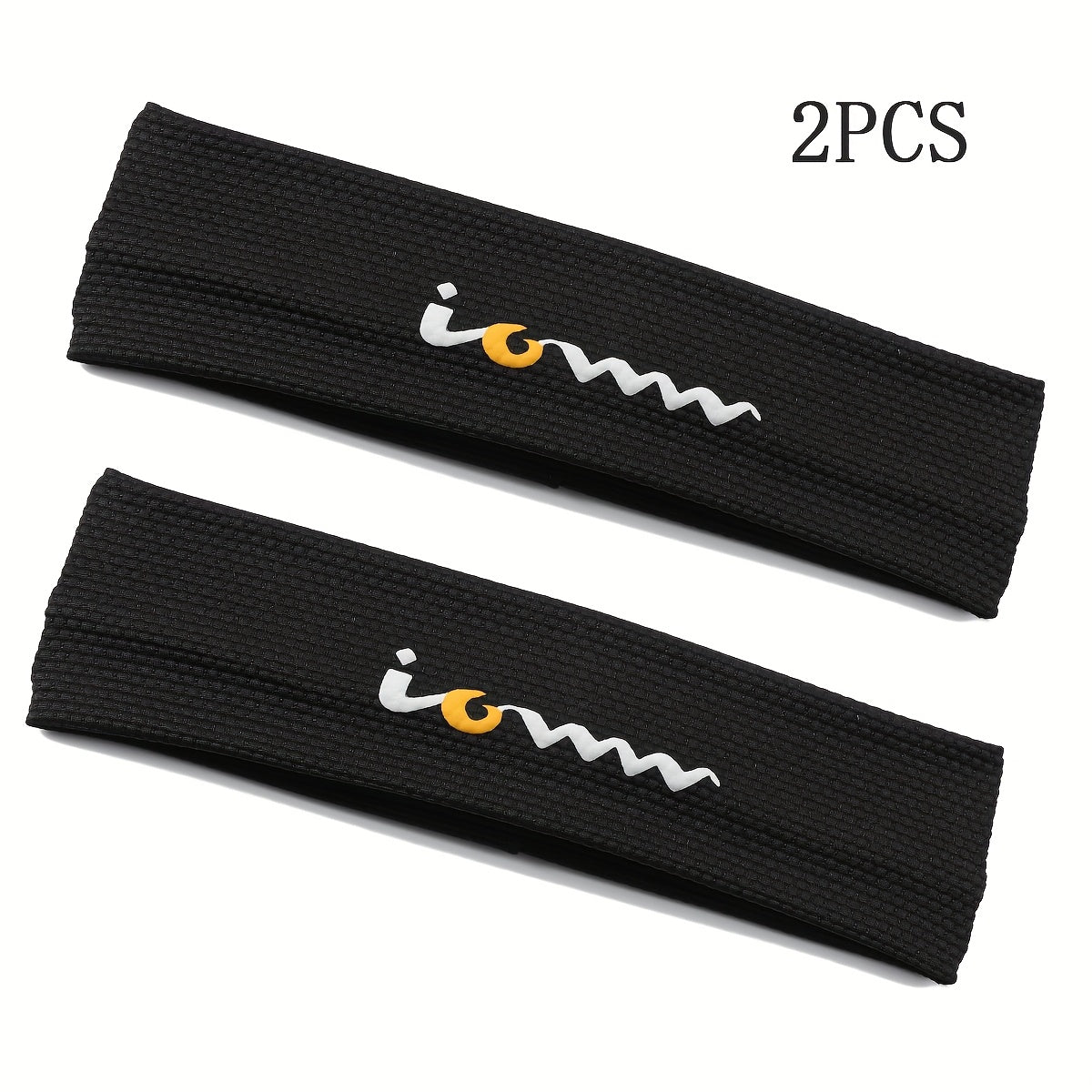 2pcs Men's W Logo Sports Headbands - Adjustable Sweat Wicking Knit Fabric