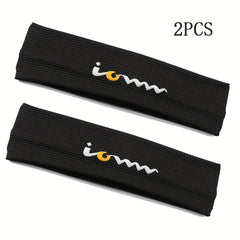 2pcs Men's W Logo Sports Headbands - Adjustable Sweat Wicking Knit Fabric