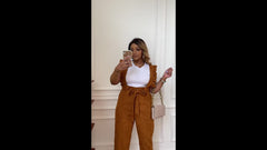 Solid Ruffle Trim Overall Jumpsuit