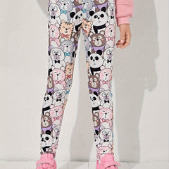 Girl's Cartoon Animal Graphic Leggings Stretch Pants