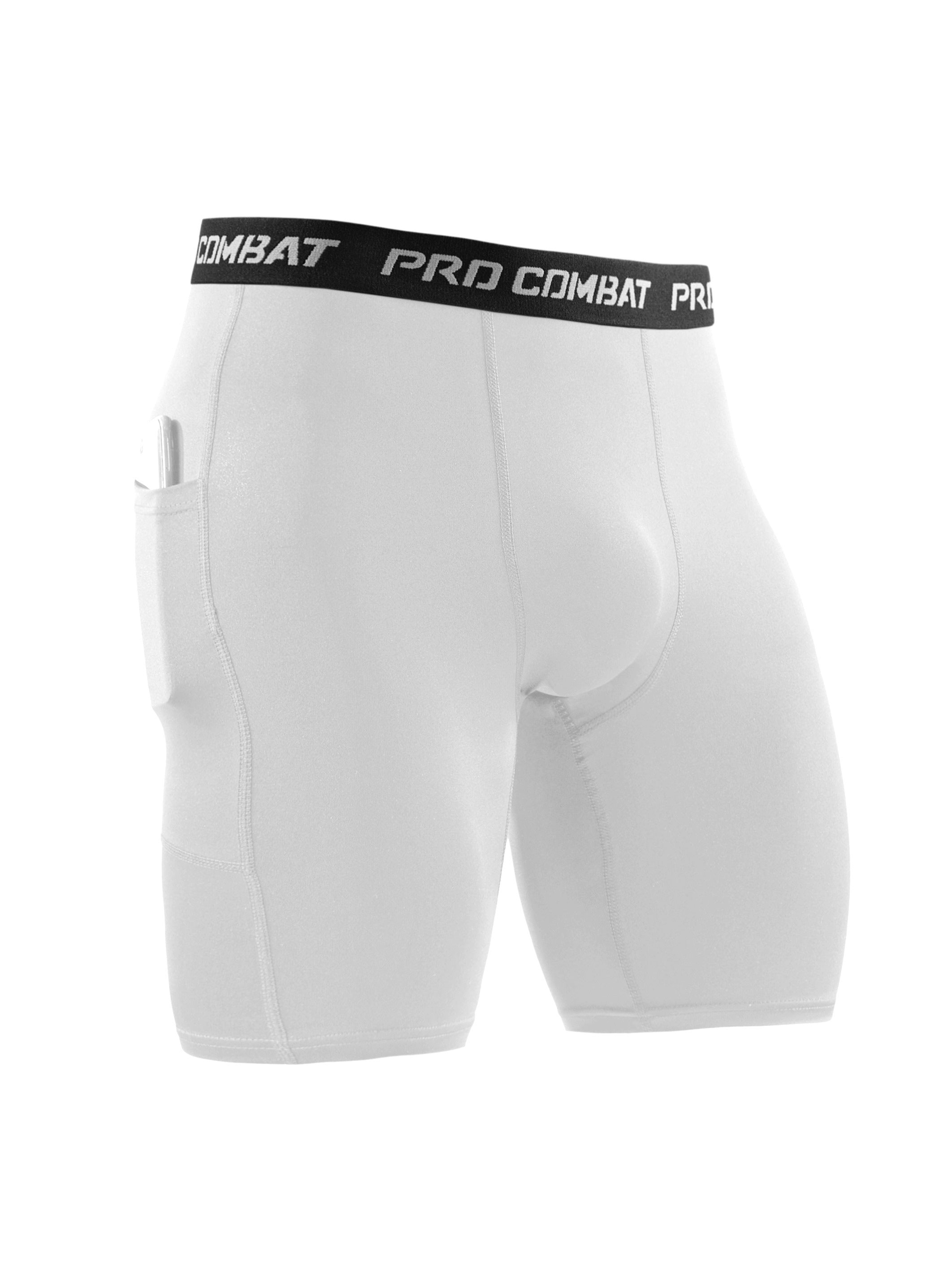 3 Pcs Men's Compression Boxers with Pockets Quick Drying for Fitness
