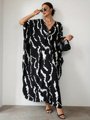 Plus Size Boho Cover Up Women's Plus Graffiti Print Loose Fit Beach Cover Up