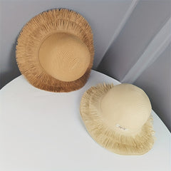 Stylish Sun Hat Double Layer Tassel Vintage Straw Hat