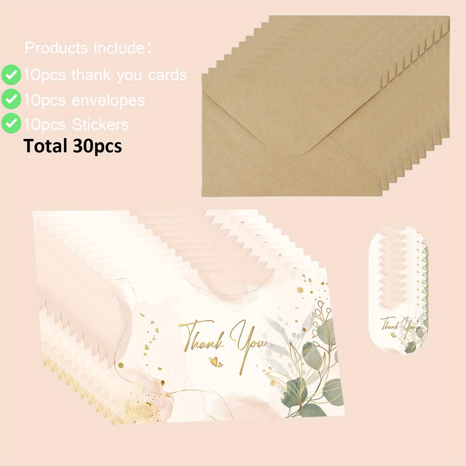 30pc Thank You Cards Set - Express Gratitude to Loved Ones