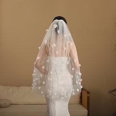 3D Floral Bridal Veil with Accents