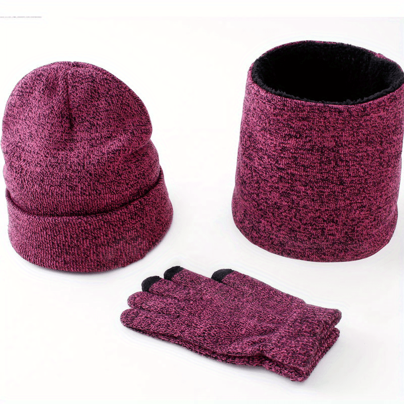 Unisex Beanie Hat Scarf Touchscreen Gloves Set