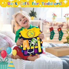 Kids Felt Toy Backpack Learn to Tie Shoes Activity Board for Early Education