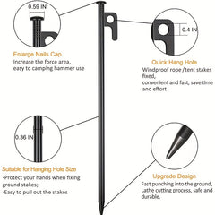 8pcs 12 Inch Steel Tent Stakes for Unbreakable Camping