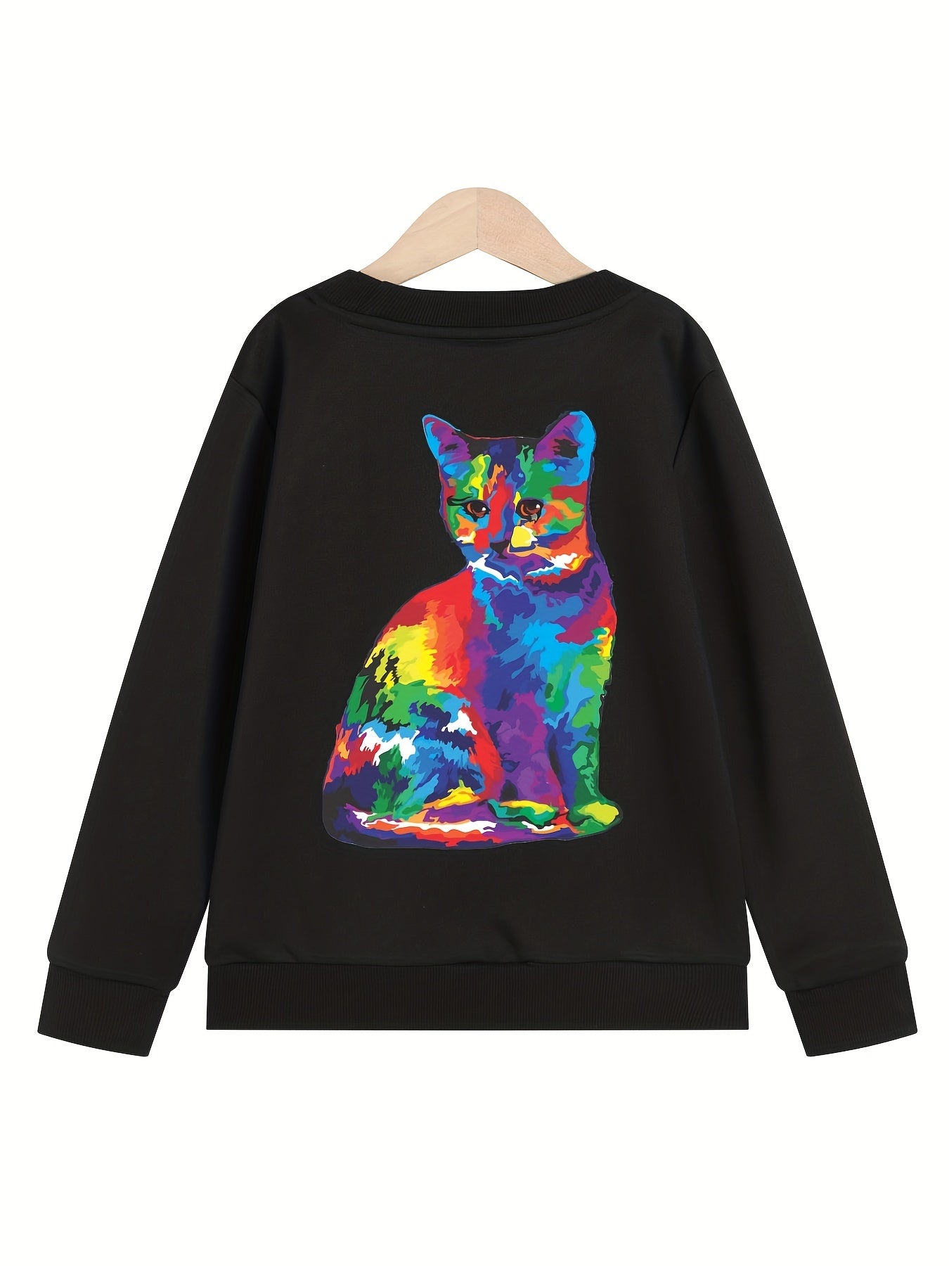 Art Tie Dye Cat Graphics Girls' Sweatshirt Pullover