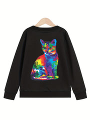 Art Tie Dye Cat Graphics Girls' Sweatshirt Pullover