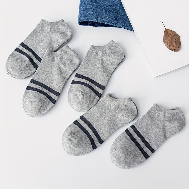 5Pairs Boys Kids Casual Striped Boat Socks Cotton Low Cut Ankle Socks