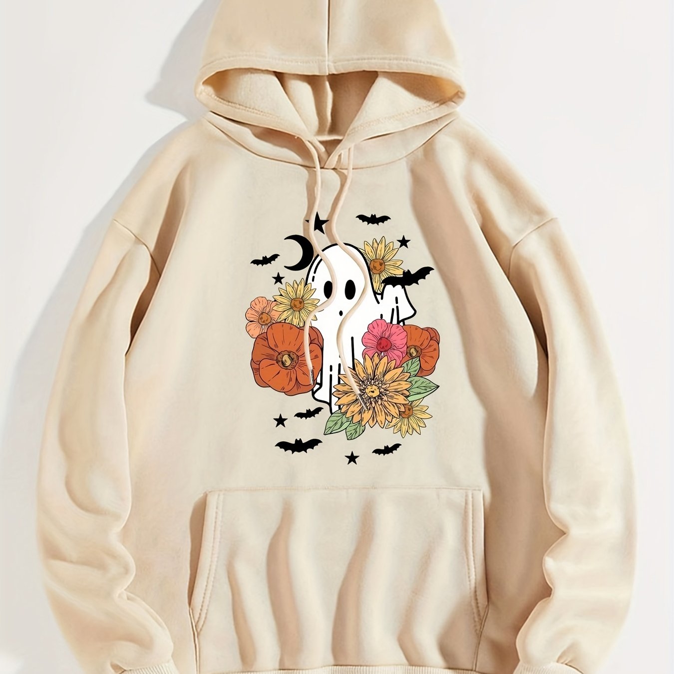Halloween Print Kangaroo Pocket Hoodie Women's Sweatshirt