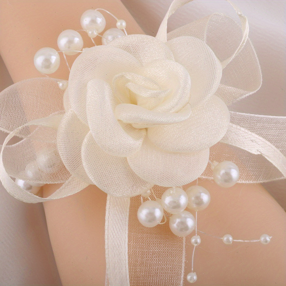 Mesha Flower Bridesmaid Wristband Faux Pearl Wedding Accessories Bridal