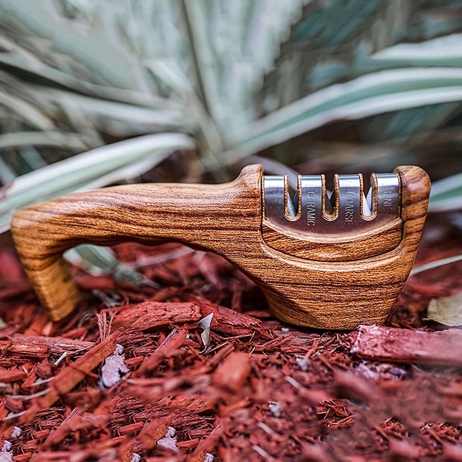 3-in-1 Kitchen Sharpener with Wooden Handle